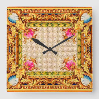four corners Baroque Square Wall Clock