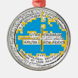 Four Corners Four States Metal Ornament