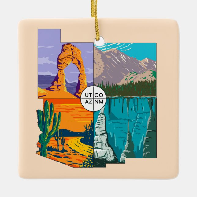 Four Corners National Monument Ceramic Ornament (Front)