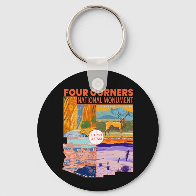 Four Corners National Monument w/ National Parks 2 Keychain (Front)