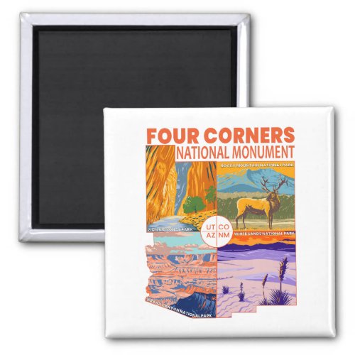 Four Corners National Monument w National Parks 2 Magnet