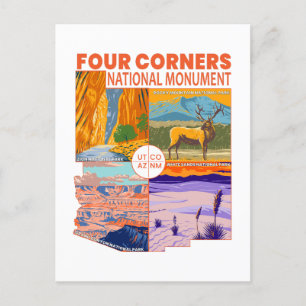 Four Corners National Monument w/ National Parks 2 Postcard