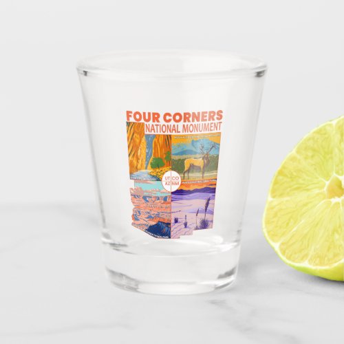 Four Corners National Monument w National Parks 2 Shot Glass