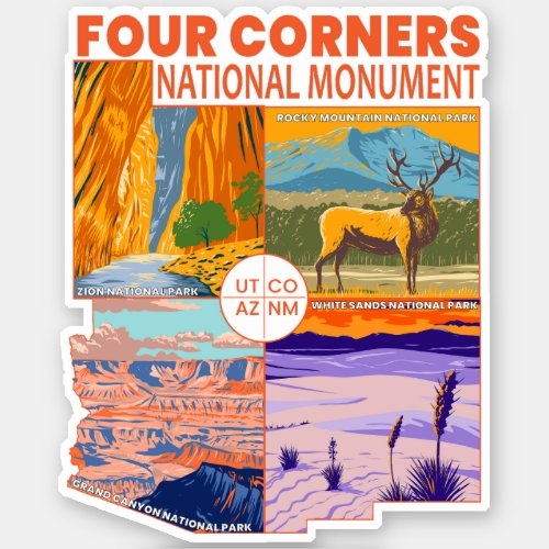 Four Corners National Monument w National Parks 2 Sticker
