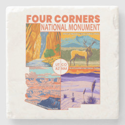 Four Corners National Monument w/ National Parks 2 Stone Coaster