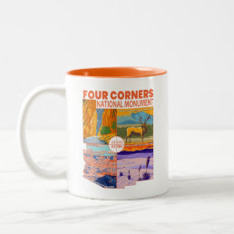 Four Corners National Monument w/ National Parks 2 Two-Tone Coffee Mug