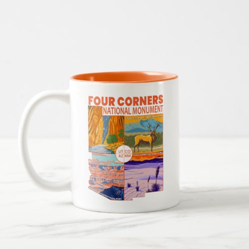 Four Corners National Monument w National Parks 2 Two_Tone Coffee Mug