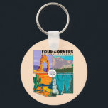 Four Corners National Monument with National Parks Keychain<br><div class="desc">Four Corners National Monument vector artwork design. The Four Corners Monument marks the quadripoint in the Southwestern United States where the states of Arizona,  Colorado,  New Mexico,  and Utah meet.</div>