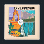 Four Corners National Monument with National Parks Magnet<br><div class="desc">Four Corners National Monument vector artwork design. The Four Corners Monument marks the quadripoint in the Southwestern United States where the states of Arizona,  Colorado,  New Mexico,  and Utah meet.</div>