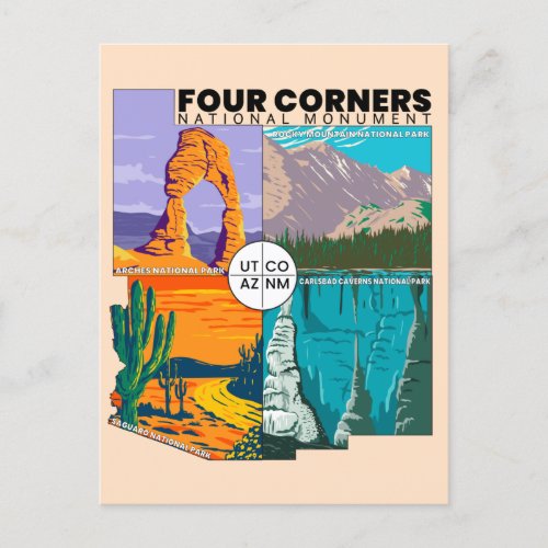 Four Corners National Monument with National Parks Postcard