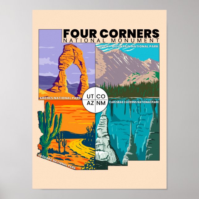 Four Corners National Monument with National Parks Poster (Front)