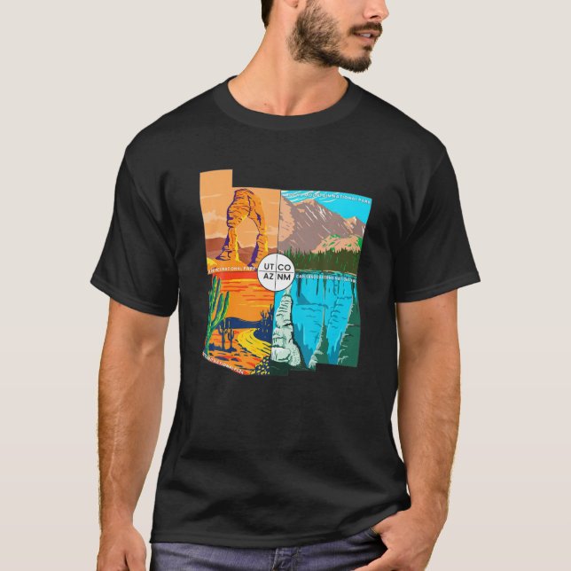 Four Corners National Monument With National Parks T-Shirt (Front)