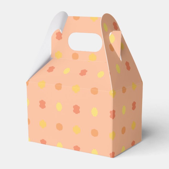 Four Corners Peach Yellow Geometric Tiled Pattern Favor Boxes (Front Side)