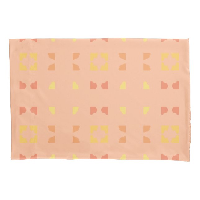 Four Corners Peach Yellow Geometric Tiled Pattern Pillow Case (Front)
