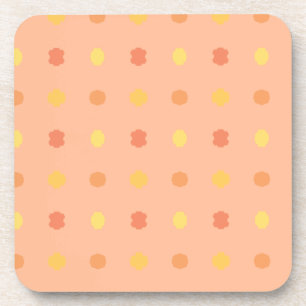 Four Corners Peach Yellow Tiled Pattern Beverage Coaster