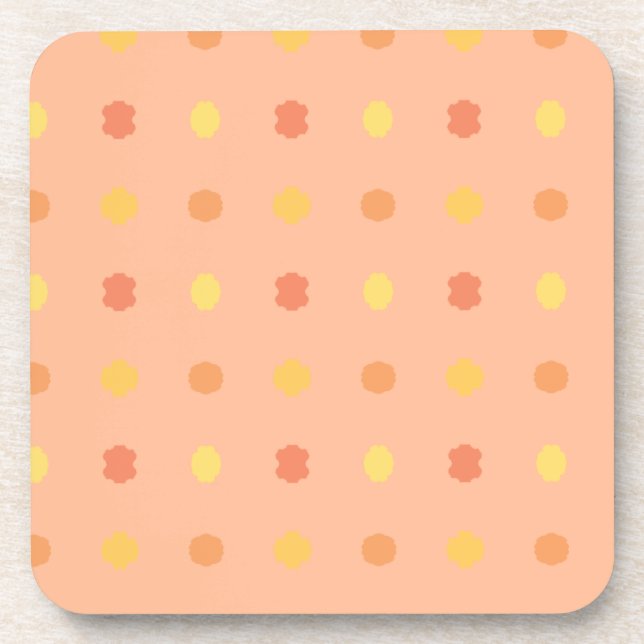Four Corners Peach Yellow Tiled Pattern Beverage Coaster (Front)
