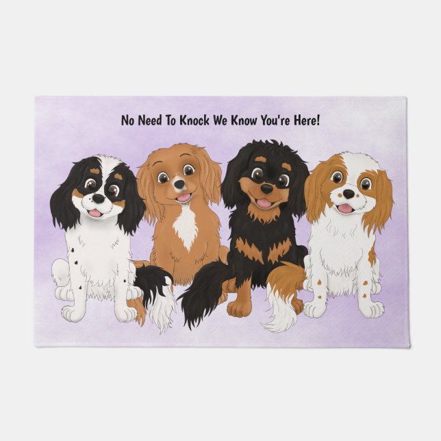 Four Crazy Cavaliers Know You're Here Doormat (Front)