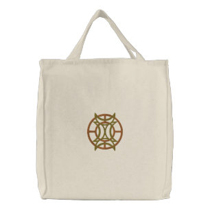 Four Cresent Moon Symbol Sign Magic Embroidered Tote Bag
