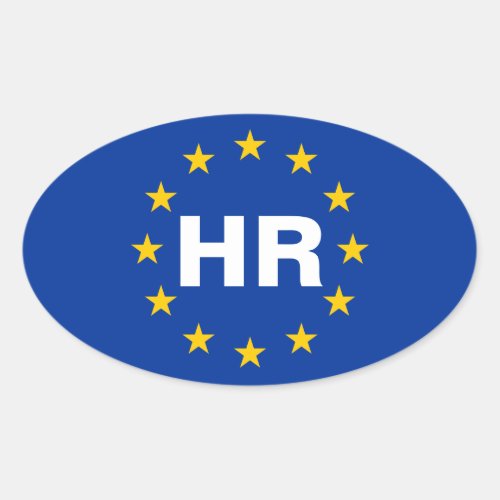 FOUR Croatia HR European Union Flag Oval Sticker