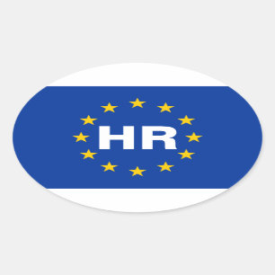 FOUR Croatia "HR" European Union Flag Oval Sticker