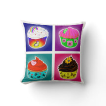 Four Cupcakes Throw Pillow
