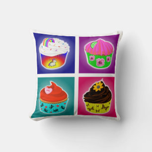 Four Cupcakes Throw Pillow