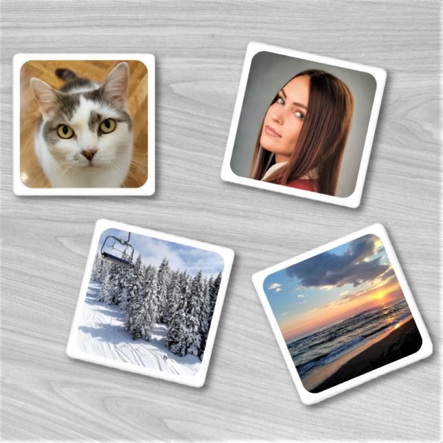 Four Custom Family Photo Template Personalized Coaster Set (Creator Uploaded)