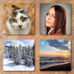 Four Custom Family Photo Template Personalized Coaster Set<br><div class="desc">Upload four photos, and easily create your personalized coaster set. You can TRANSFER this DESIGN on other Zazzle products and adjust it to fit most of the Zazzle items. You can also click CUSTOMIZE FURTHER to add a text line on the coaster. Standard Studio designs are made in high-resolution vector...</div>