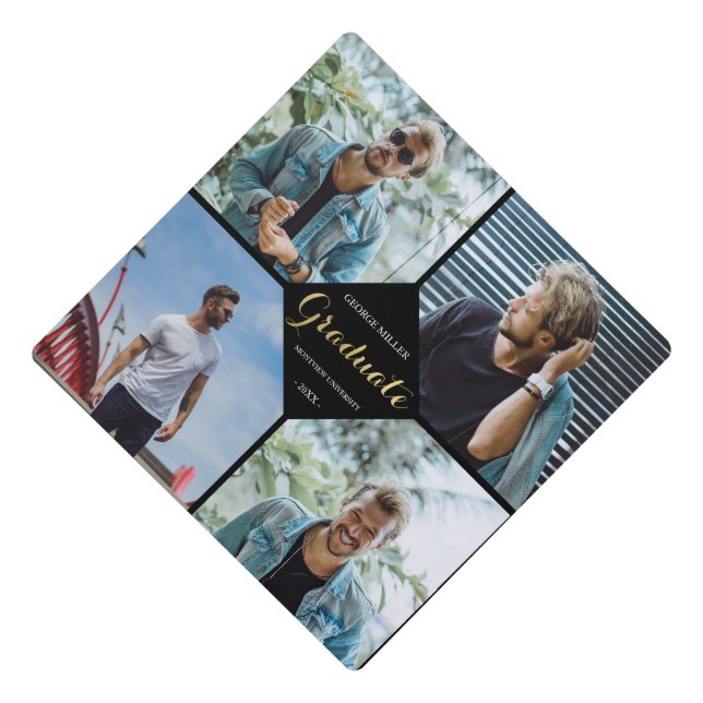 Four custom Photos Graduation Cap Topper (Front)