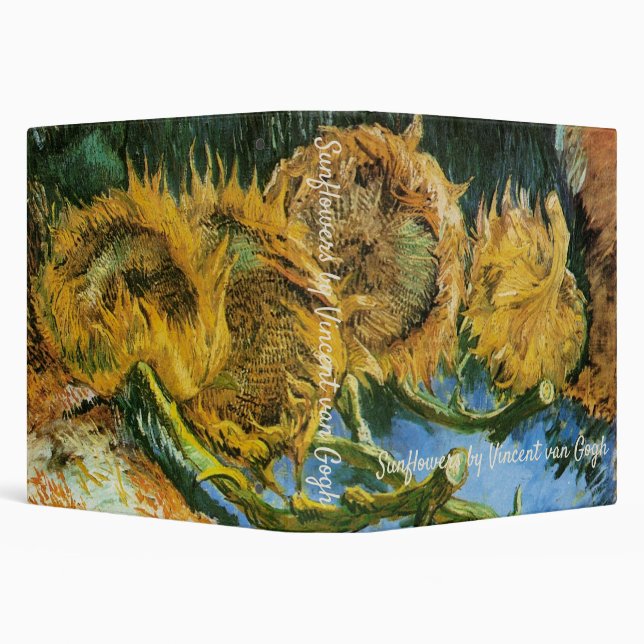 Four Cut Sunflowers by Vincent van Gogh 3 Ring Binder (Background)