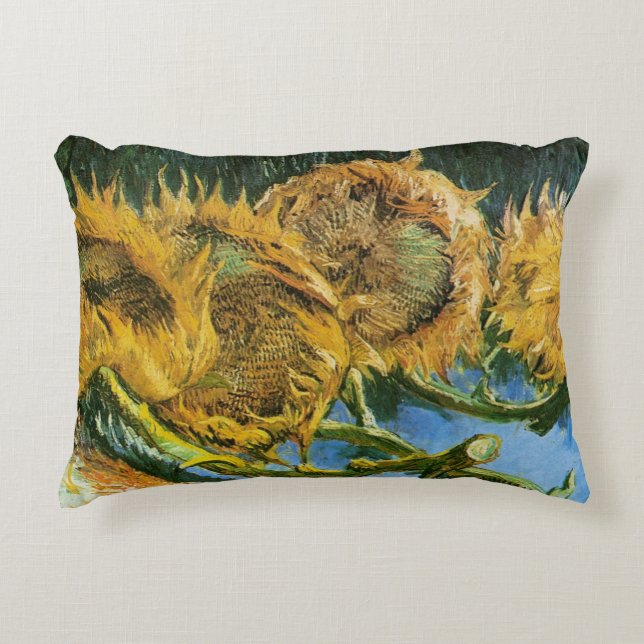Four Cut Sunflowers by Vincent van Gogh Accent Pillow (Front)
