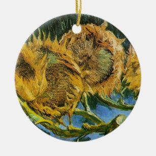 Four Cut Sunflowers by Vincent van Gogh Ceramic Ornament