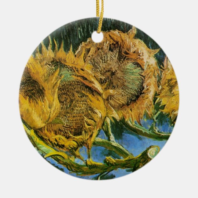 Four Cut Sunflowers by Vincent van Gogh Ceramic Ornament (Front)