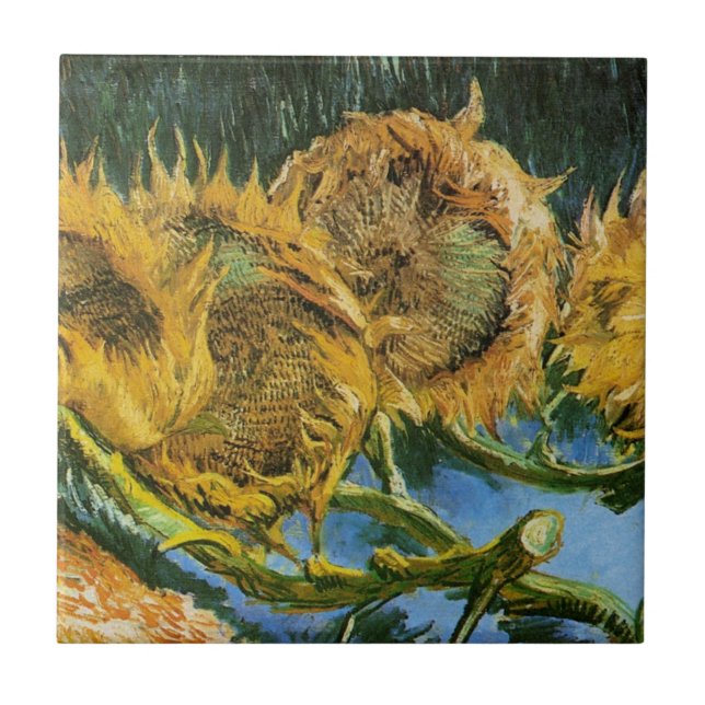 Four Cut Sunflowers by Vincent van Gogh Ceramic Tile (Front)