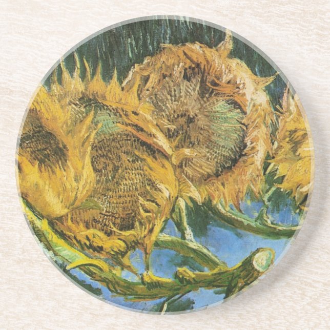 Four Cut Sunflowers by Vincent van Gogh Coaster (Front)