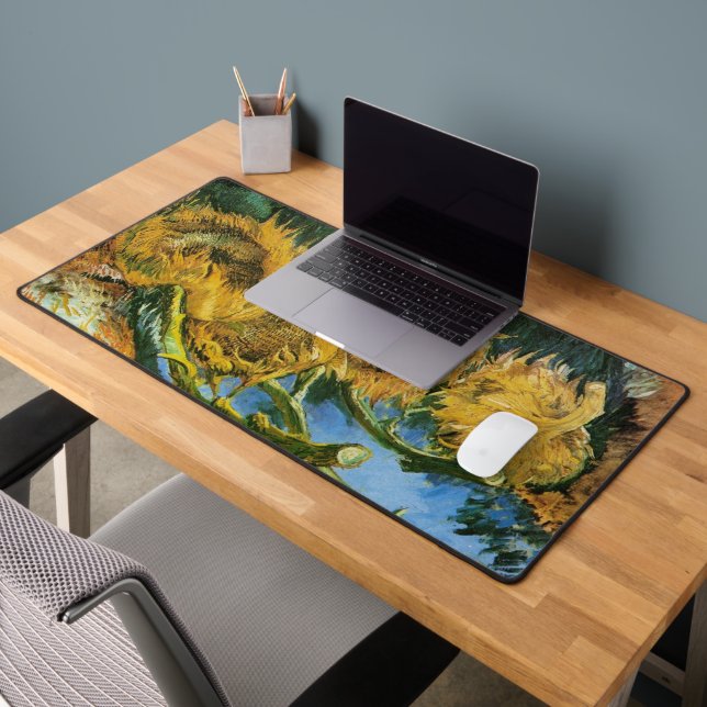 Four Cut Sunflowers by Vincent van Gogh Desk Mat (Office 2)