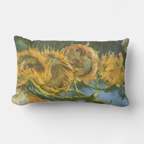 Four Cut Sunflowers by Vincent van Gogh Fine Art Lumbar Pillow