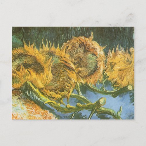 Four Cut Sunflowers by Vincent van Gogh Fine Art Postcard