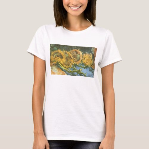 Four Cut Sunflowers by Vincent van Gogh Fine Art T_Shirt