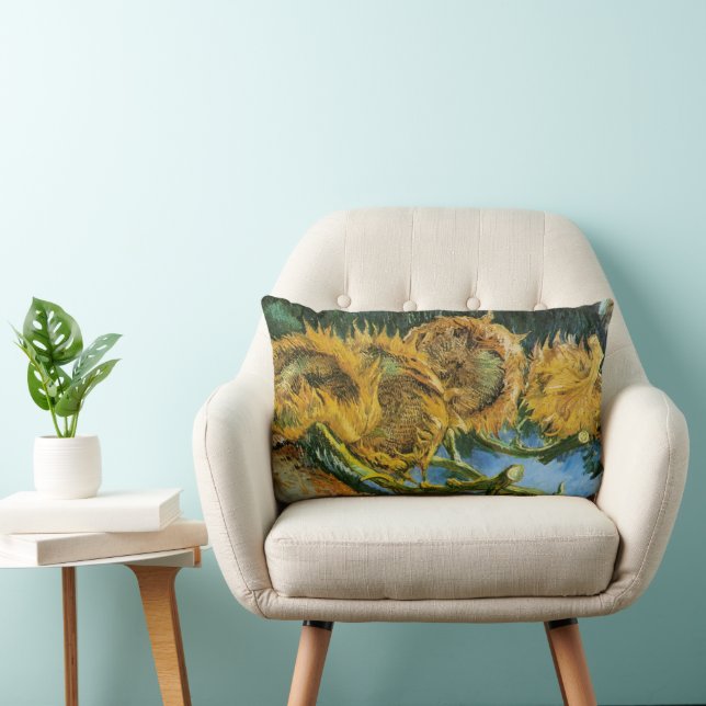 Four Cut Sunflowers by Vincent van Gogh Lumbar Pillow (Chair)