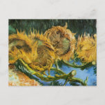 Four Cut Sunflowers by Vincent van Gogh Postcard<br><div class="desc">Four Cut Sunflowers by Vincent van Gogh is a vintage fine art post impressionism still life floral painting featuring 4 dead, wilted and withering sunflowers picked from a summer garden. About the artist: Vincent Willem van Gogh (1853 -1890) was one of the most famous Post Impressionist painters of his era....</div>