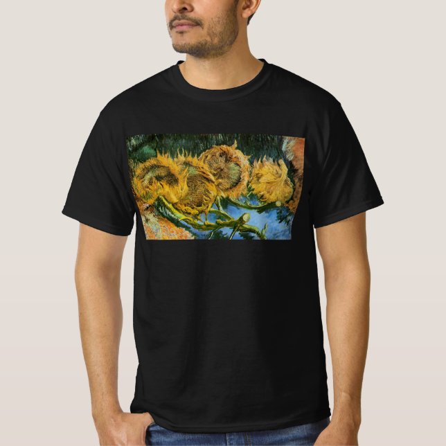 Four Cut Sunflowers by Vincent van Gogh T-Shirt (Front)