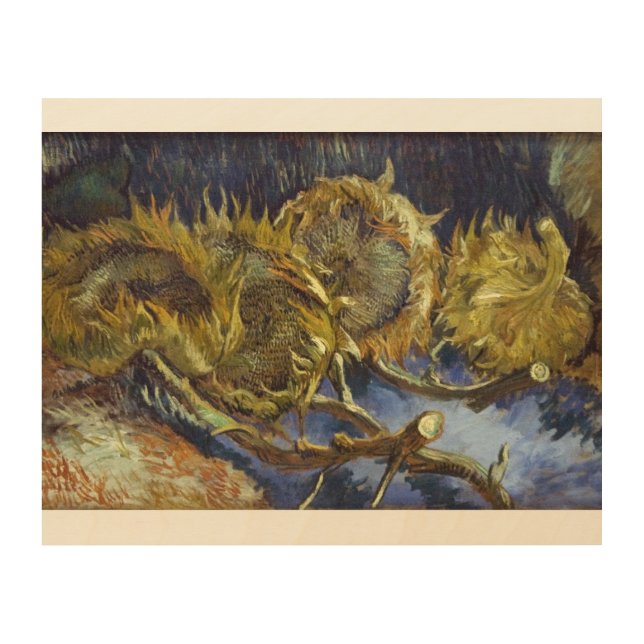 Four Cut Sunflowers - Van Gogh - c1887 Wood Wall Art (Front)