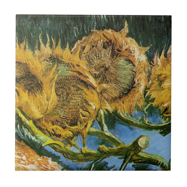 Four Cut Sunflowers, Vincent van Gogh Ceramic Tile (Front)