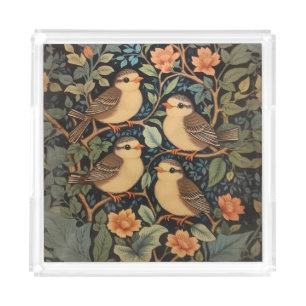 Four Cute Baby Birds Nature Inspired  Acrylic Tray