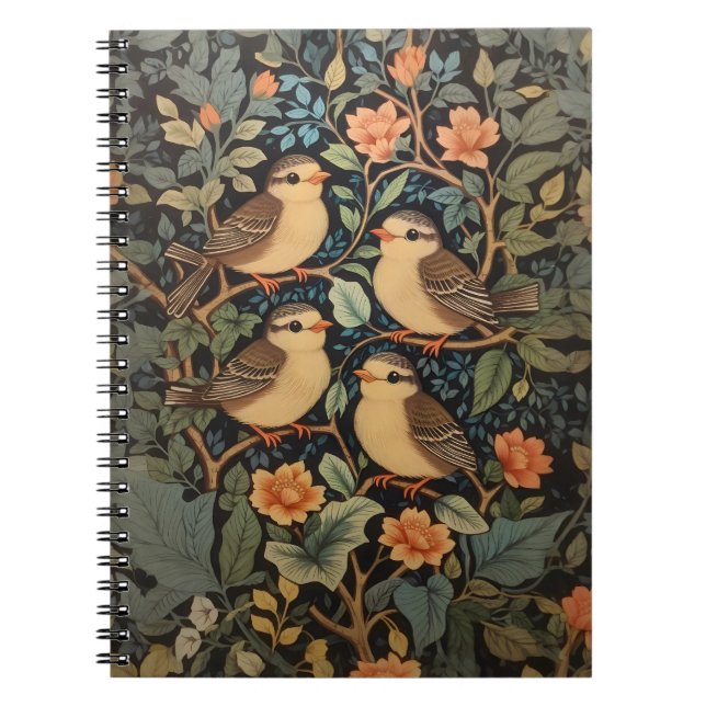 Four Cute Baby Birds Nature Inspired  Notebook (Front)