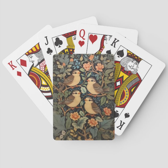 Four Cute Baby Birds Nature Inspired  Poker Cards (Back)