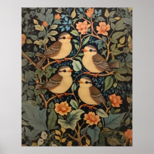 Four Cute Baby Birds Nature Inspired Poster