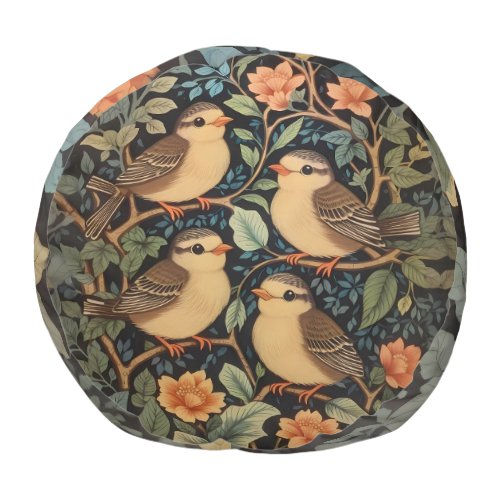 Four Cute Baby Birds Nature Inspired  Pouf