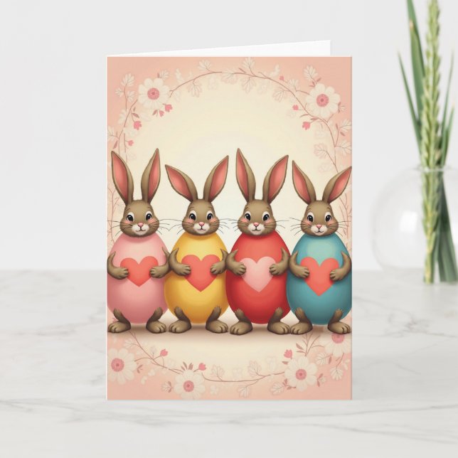Four Cute Bunny Love Card (Front)